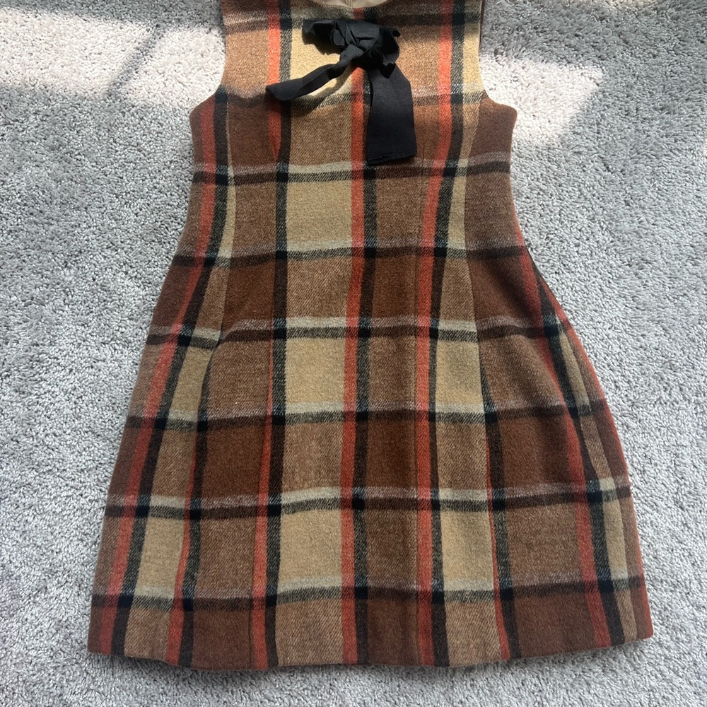 Plaid Kids Dress with Bow Accent